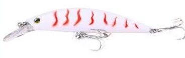 Leurre Strike Minnow blanc rayé de rouge